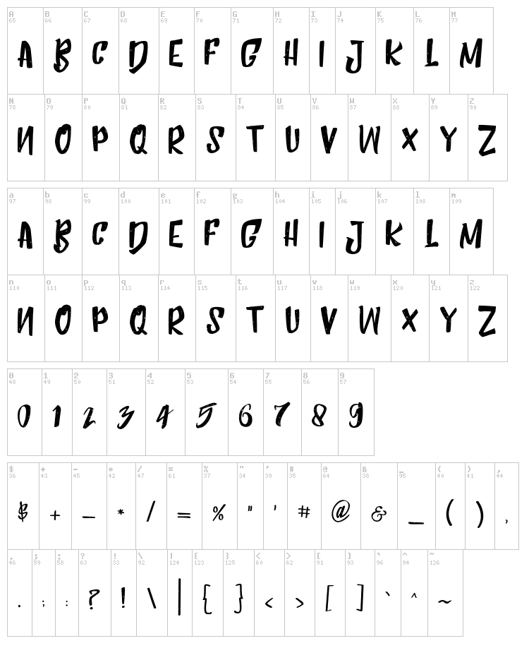 Humblle Rought font map